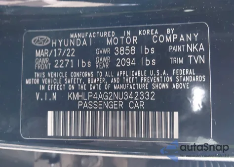 2022 Hyundai Elantra Limited from USA, damaged, VIN KMHLP4AG2NU342332